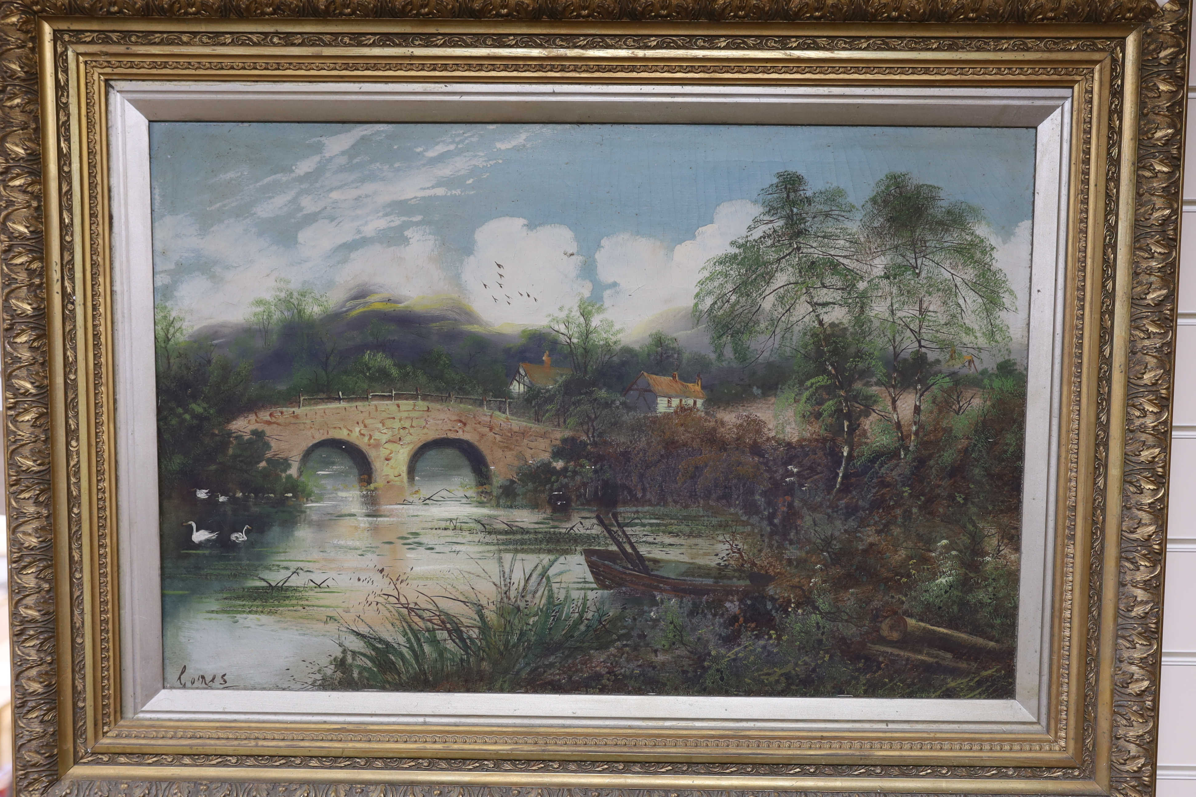 English School c.1900, pair of oils on canvas, River landscapes, 50 x 75cm